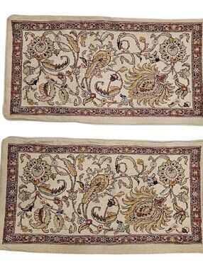 VTG Ralph Lauren Northern Cape Tapestry King Pillow Shams Tan Persian Rug Style
